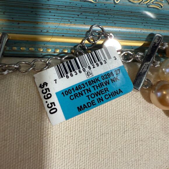 Charter Club Silver Tone Imitation Pearl Multi-Strand Necklace NWT - Picture 6 of 9